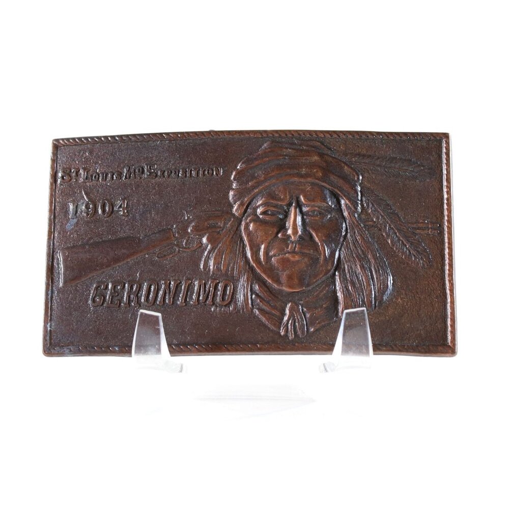 Belt Buckle Geronimo St Louis Exposition 1904 Solid Brass Buckle 1980s USA
